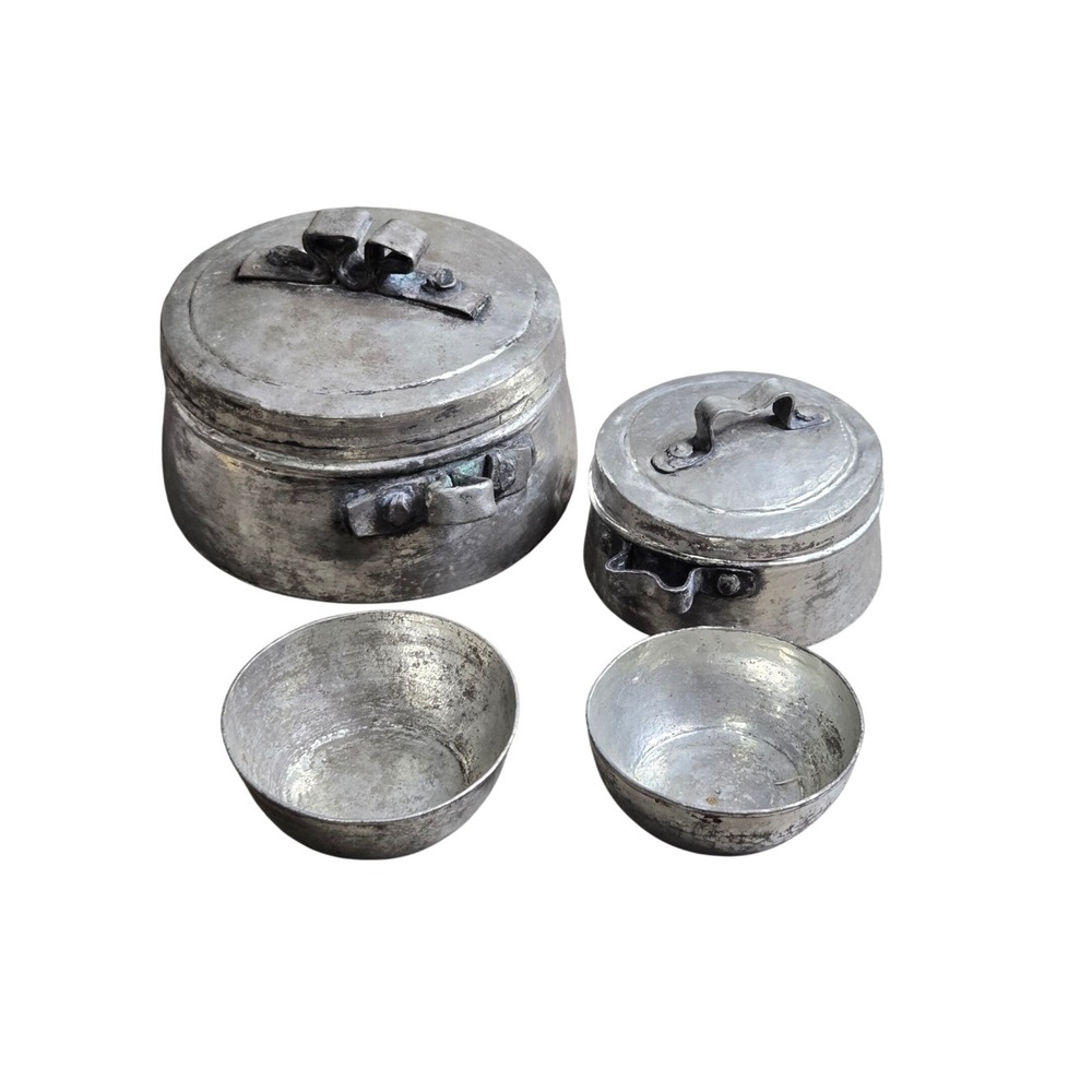 Antique 6 pcs Set Hand Hammered Tinned Copper Middle Eastern Pot Bowl Cookware